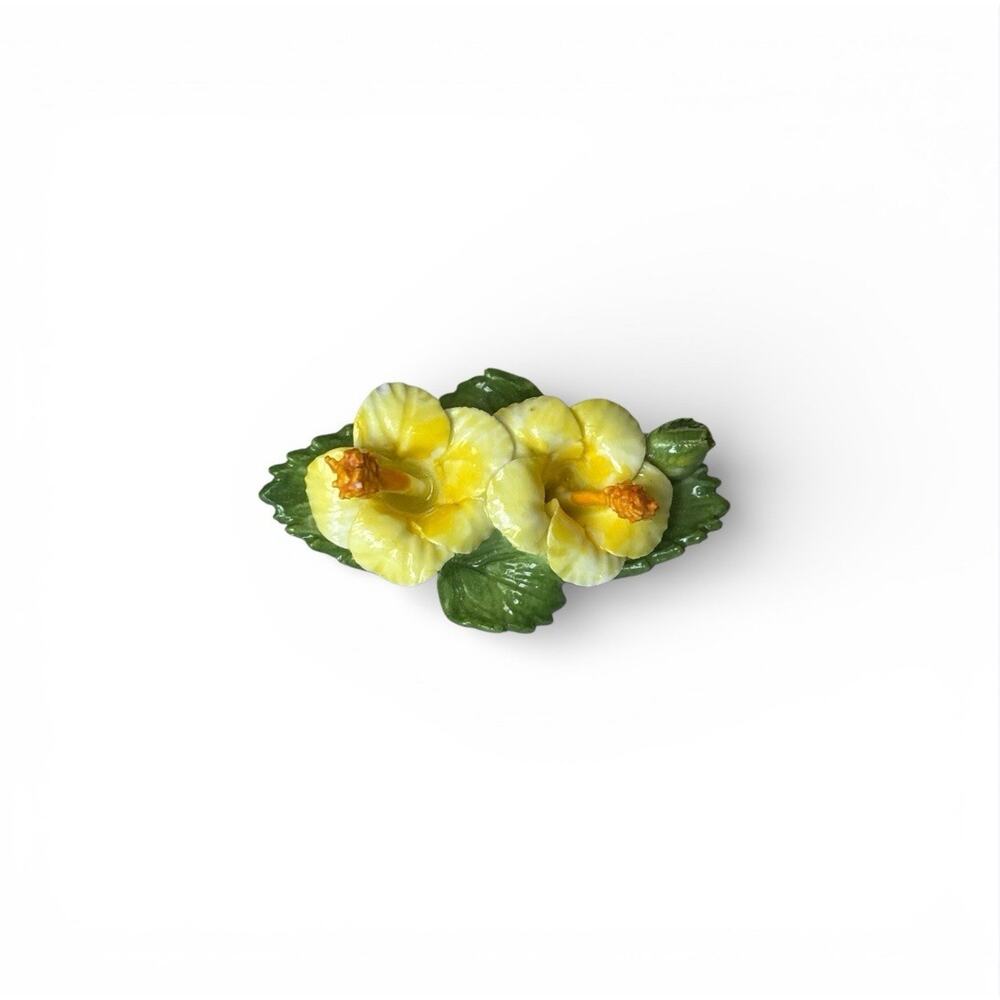 Denton China Porcelain Yellow Flower 2” Brooch - Made In England